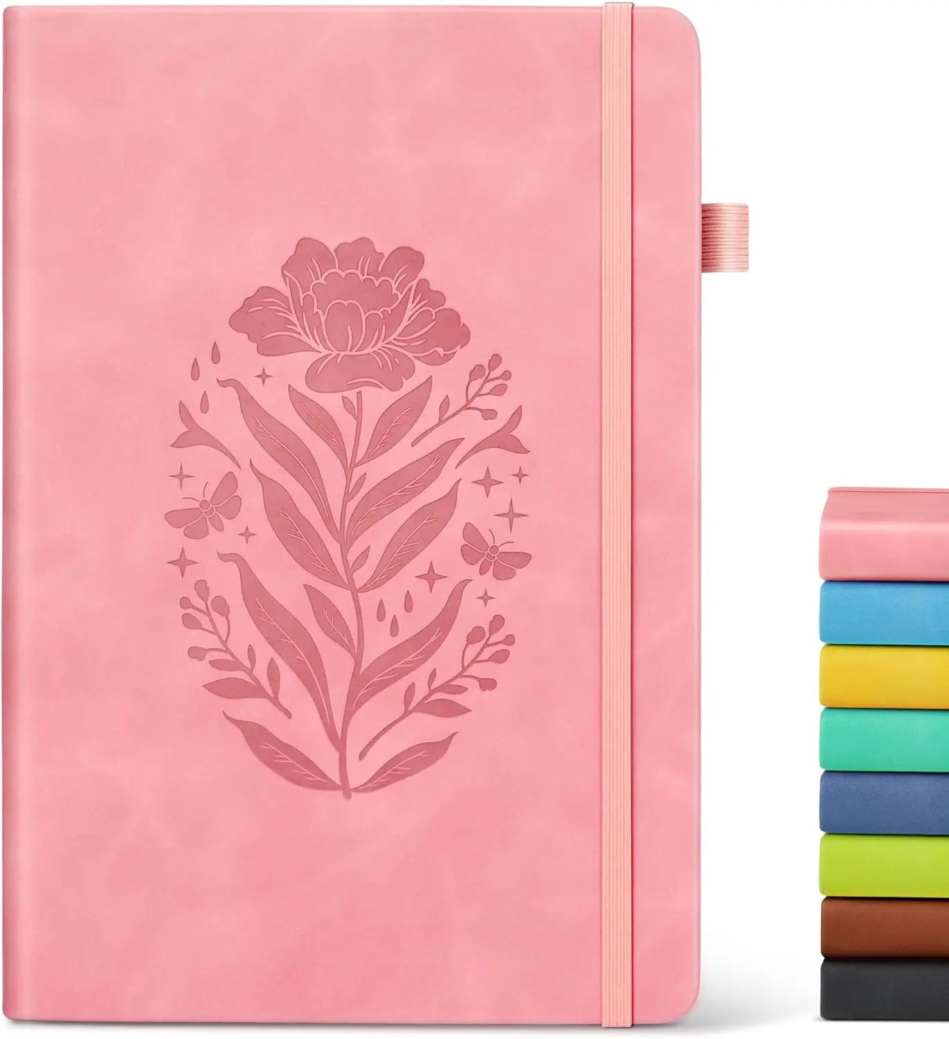 A5 Pink Hardcover Leather Journal for Women, 200 Pages Lined Notebook with Elastic Closure, Perfect for Writing and Travel