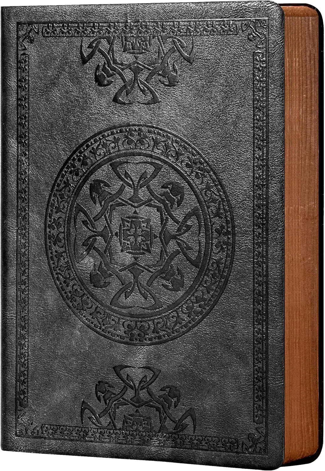 Vintage Leather Journal for Men, Soft Cover Lined Notebook, 180 Lay Flat Pages, Personal Diary Writing, 5.7'' X 8.3'', Black